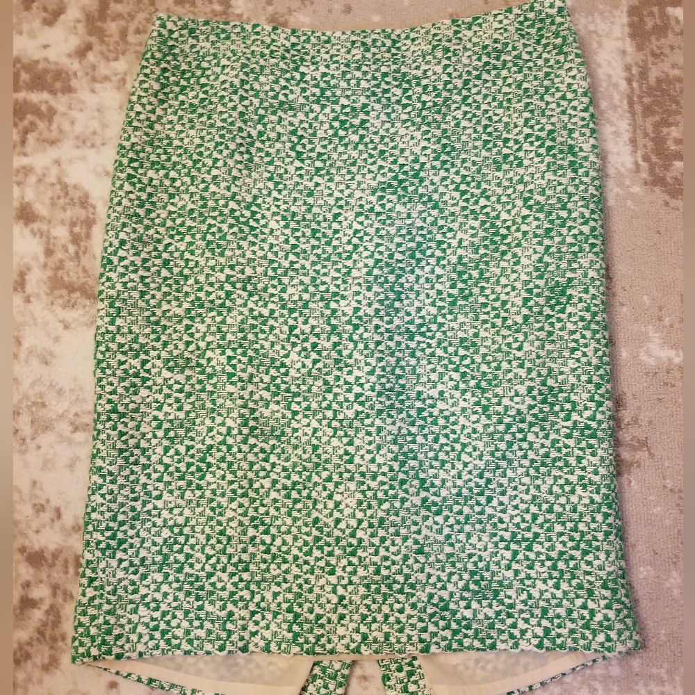 J. Crew Green and White Pencil Skirt Resort Wear